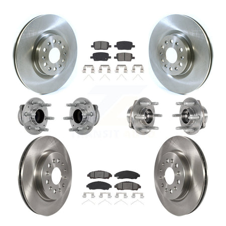 Front Rear Hub Bearing Brake Rotor Pads Kit (10Pc) For Cadillac XT5 Buick Enclave XT6 FWD KBB-132574