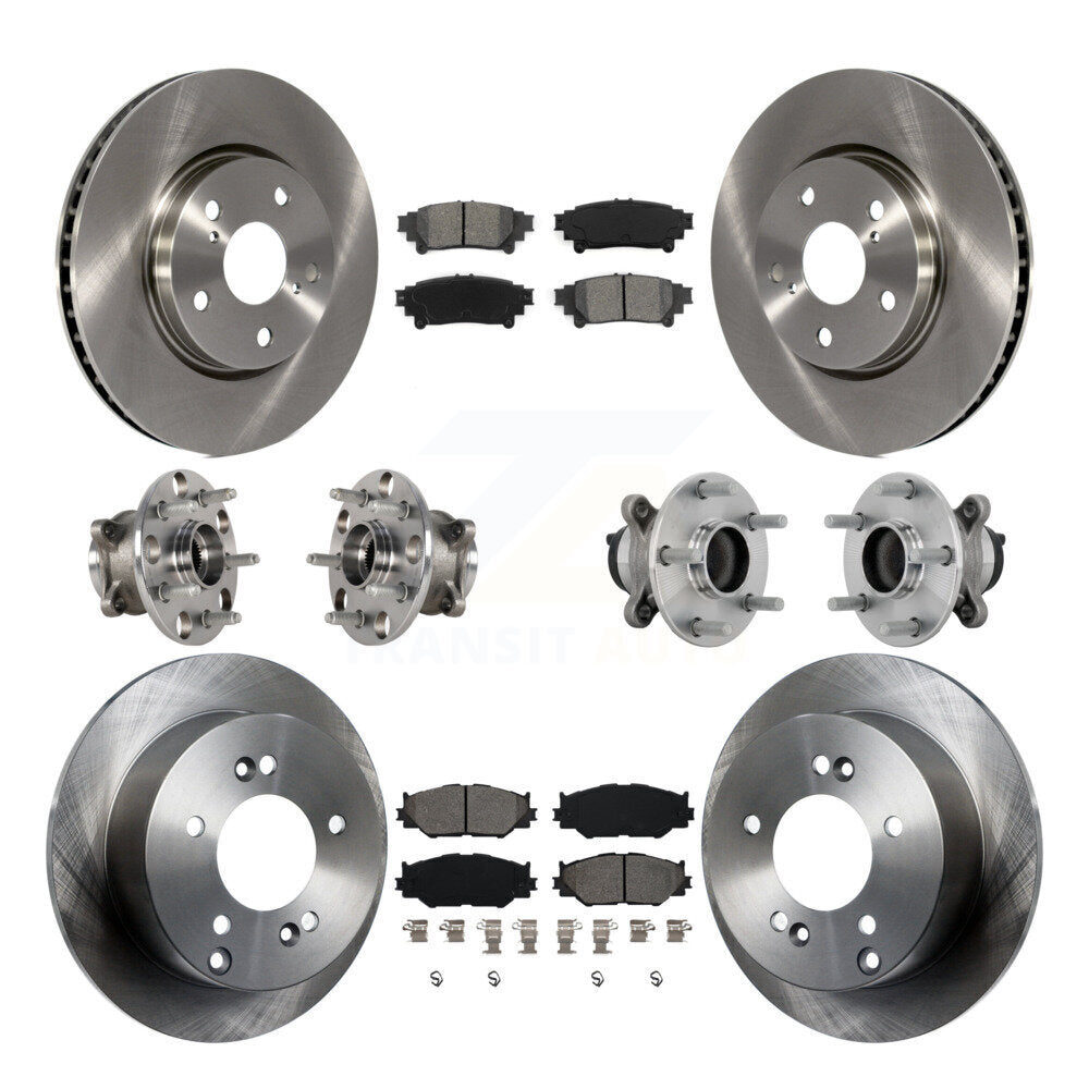Front Rear Hub Bearing Brake Rotor Pad Kit (10Pc) For 2014-2015 Lexus IS250 Base with RWD KBB-132584