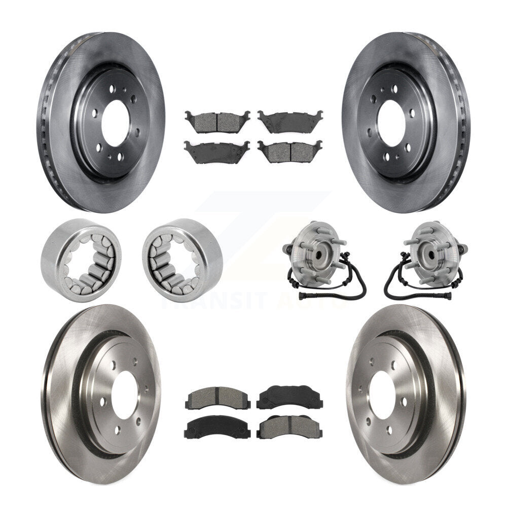 Front Rear Hub Bearing Disc Brake Rotor Pads Shoe Kit (10Pc) For 2015-2017 Ford F-150 RWD KBB-132593