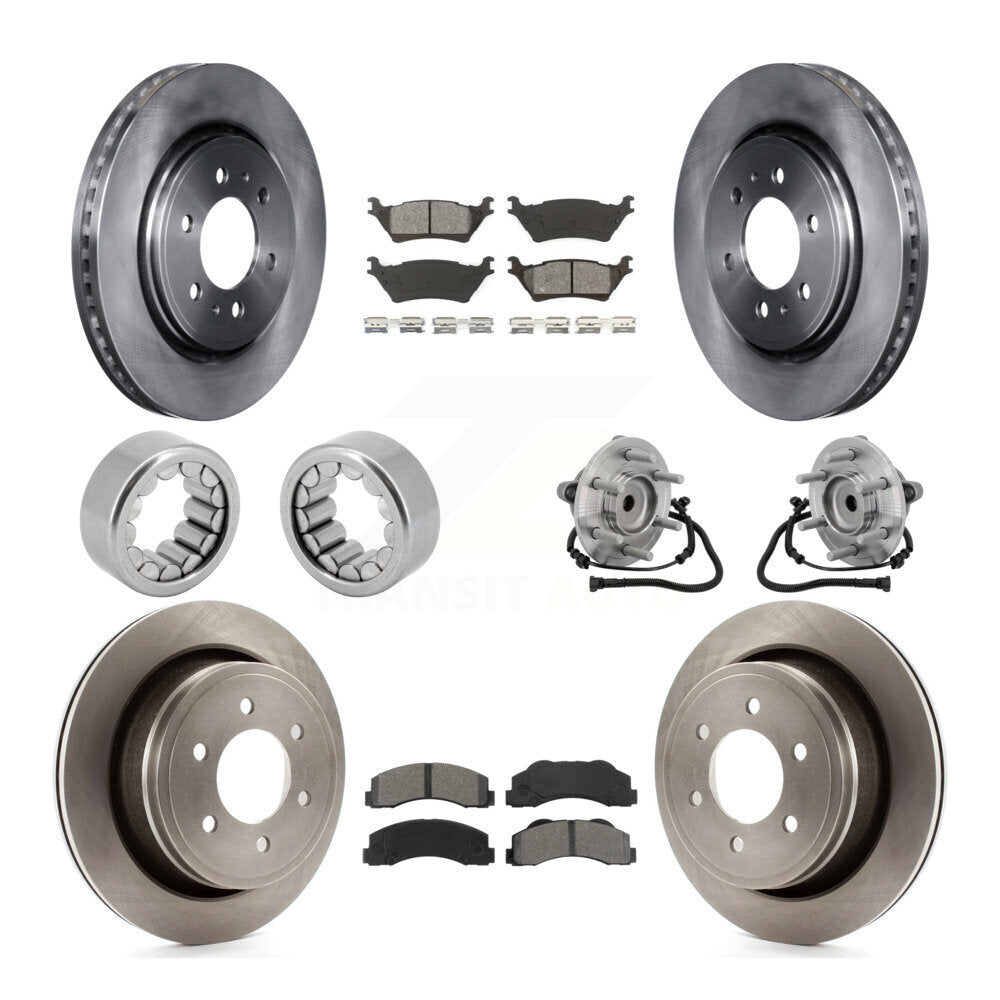Front Rear Hub Bearing Disc Brake Rotor Pads Shoe Kit (10Pc) For 2015-2017 Ford F-150 RWD KBB-132594