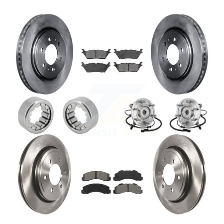 Front Rear Hub Bearing Brake Rotor Pads Shoe Kit (10Pc) For 17 Ford F-150 Raptor with 4WD KBB-132595