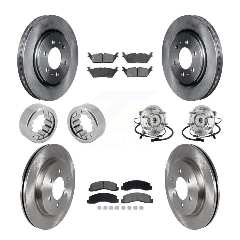 Front Rear Hub Bearing Brake Rotor & Pads Shoe Kit (10Pc) For 2018-2020 Ford F-150 Raptor KBB-132597