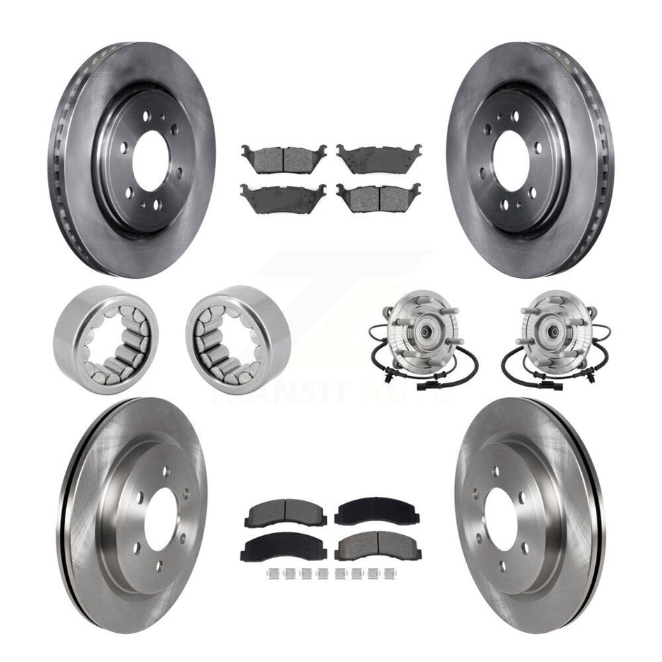 Front Rear Hub Bearing Brake Rotor & Pads Shoe Kit (10Pc) For 2018-2020 Ford F-150 Raptor KBB-132597