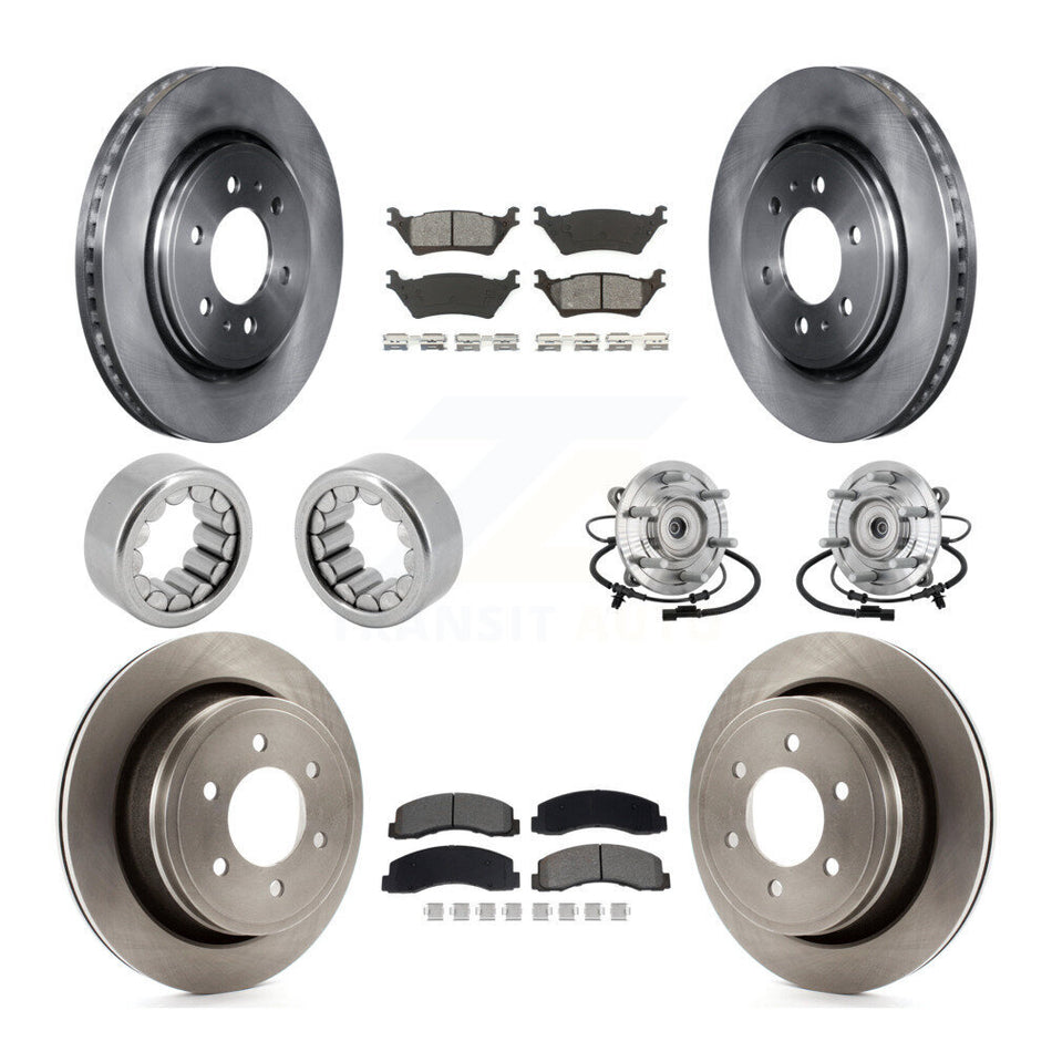 Front Rear Hub Bearing Brake Rotor & Pads Shoe Kit (10Pc) For 2018-2020 Ford F-150 Raptor KBB-132598