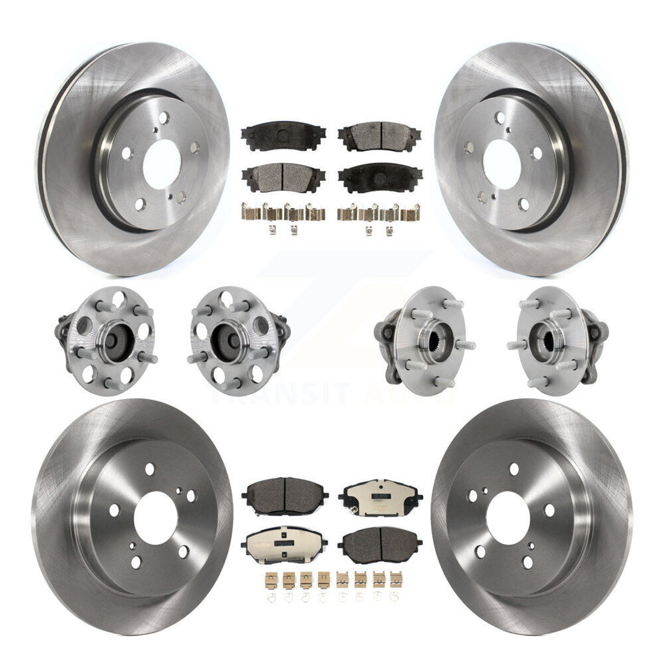 Front Rear Hub Bearings Disc Brake Rotors And Ceramic Pads Kit (10Pc) For Toyota C-HR KBB-132609