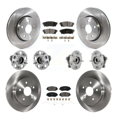 Front Rear Hub Bearings Disc Brake Rotors And Ceramic Pads Kit (10Pc) For Toyota C-HR KBB-132610