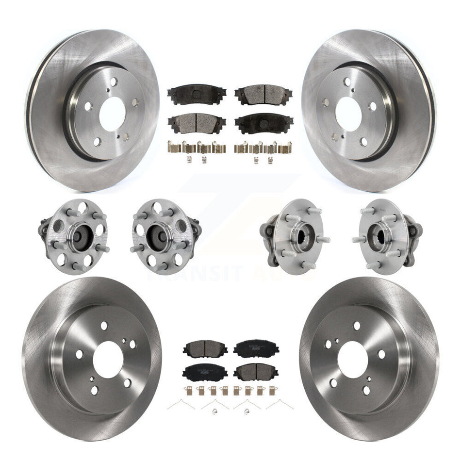 Front Rear Hub Bearings Disc Brake Rotors And Ceramic Pads Kit (10Pc) For Toyota C-HR KBB-132610