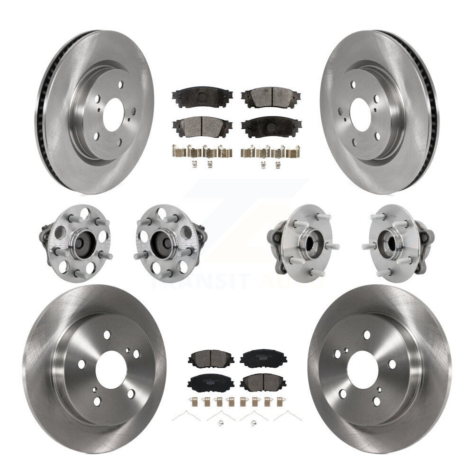 Front Rear Hub Bearings Disc Brake Rotors And Ceramic Pads Kit (10Pc) For Toyota C-HR KBB-132611