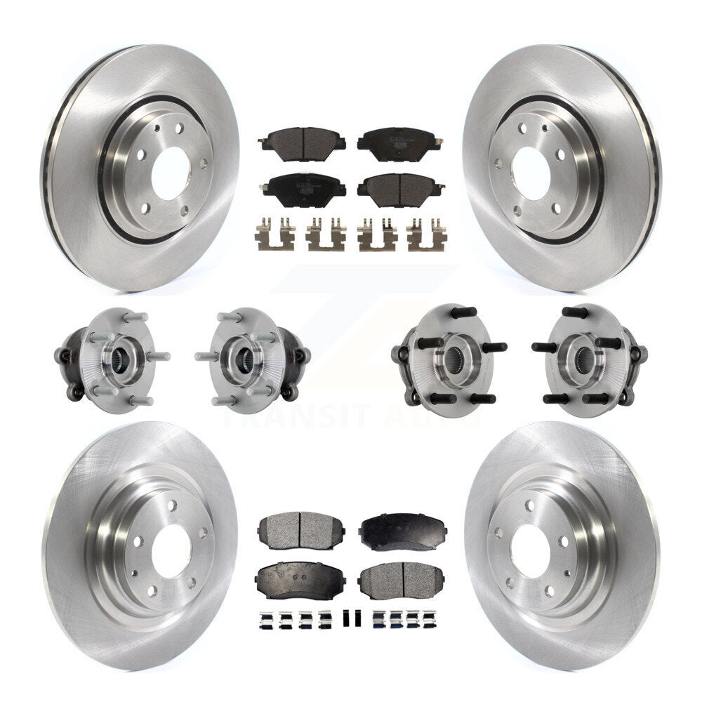 Front Rear Hub Bearing Disc Brake Rotors And Pads Kit (10Pc) For 2016-2023 Mazda CX-9 AWD KBB-132612