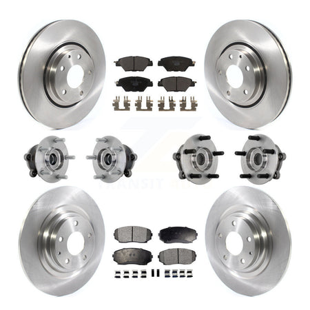 Front Rear Hub Bearing Disc Brake Rotors And Pads Kit (10Pc) For 2016-2023 Mazda CX-9 AWD KBB-132612