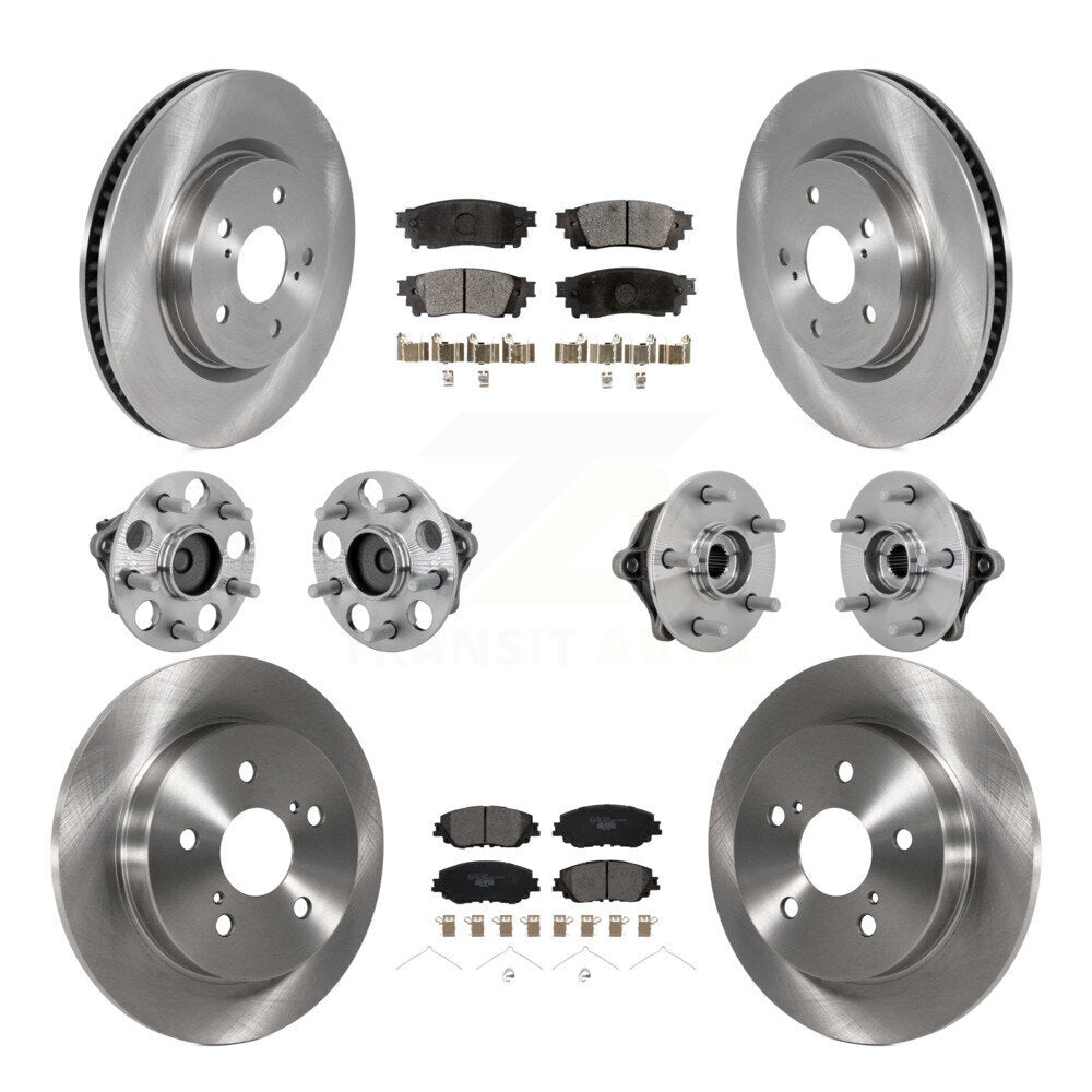 Front Rear Hub Bearing Brake Rotor And Pad Kit (10Pc) For Toyota RAV4 FWD with GAS engine KBB-132615