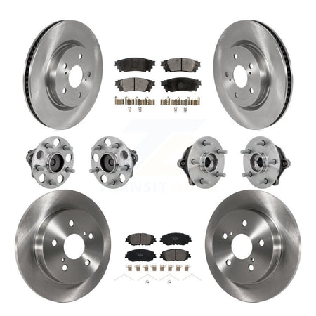 Front Rear Hub Bearing Brake Rotor And Pad Kit (10Pc) For Toyota RAV4 FWD with GAS engine KBB-132615