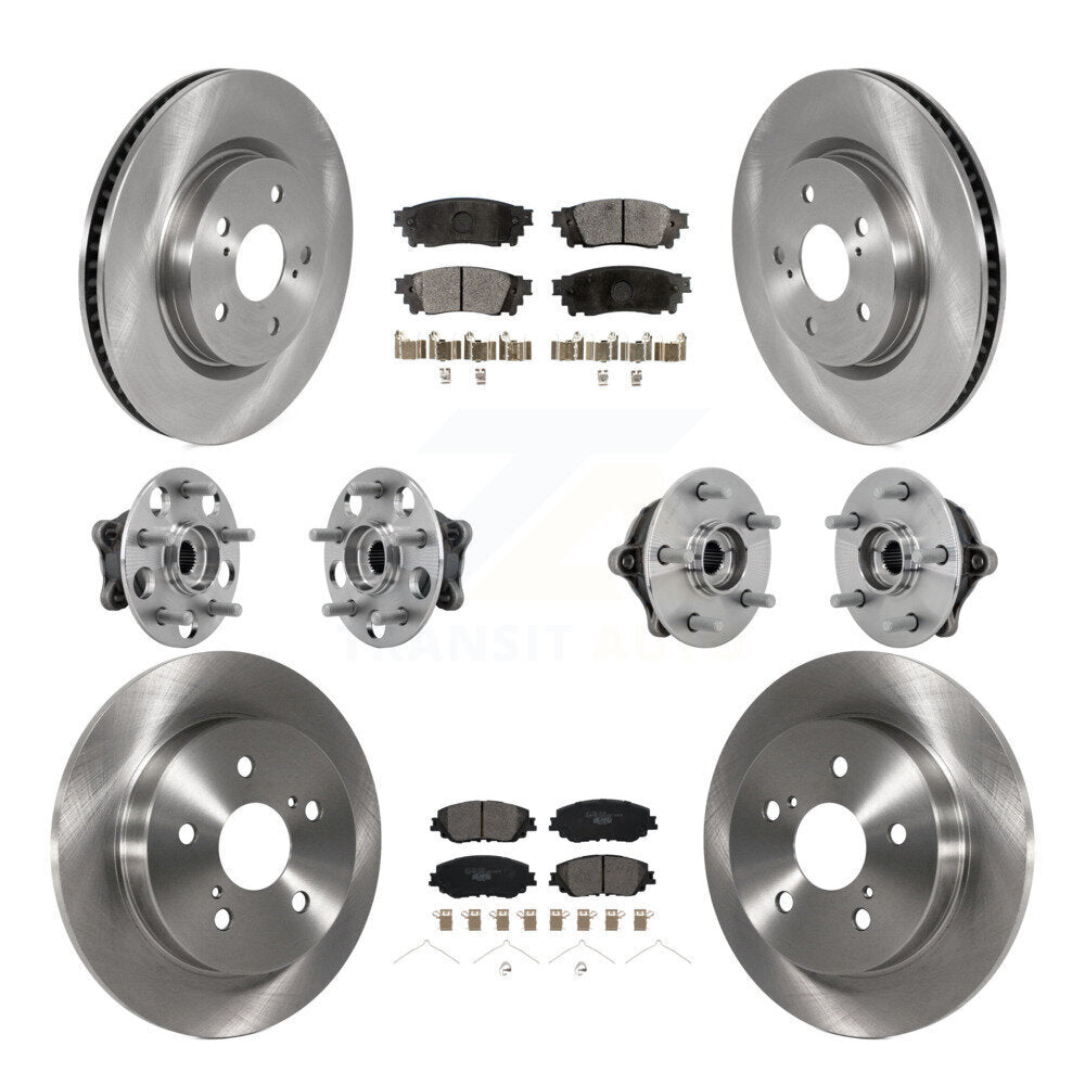 Front Rear Hub Bearing Disc Brake Rotor And Ceramic Pads Kit (10Pc) For Toyota RAV4 Venza KBB-132616
