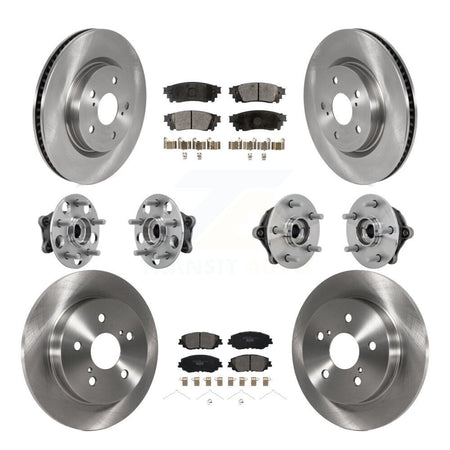 Front Rear Hub Bearing Disc Brake Rotor And Ceramic Pads Kit (10Pc) For Toyota RAV4 Venza KBB-132616