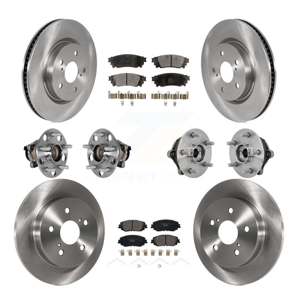 Front Rear Hub Bearing Brake Rotor And Pad Kit (10Pc) For Toyota RAV4 FWD with GAS engine KBB-132617