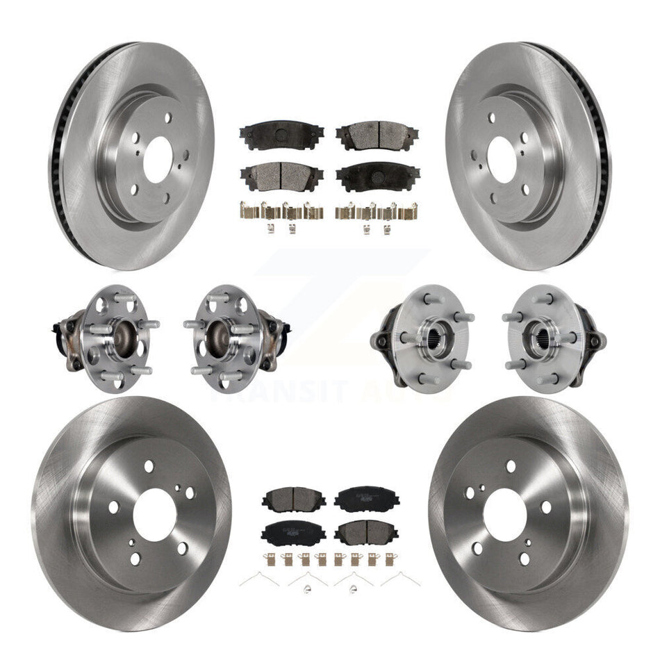 Front Rear Hub Bearing Brake Rotor And Pad Kit (10Pc) For Toyota RAV4 FWD with GAS engine KBB-132617
