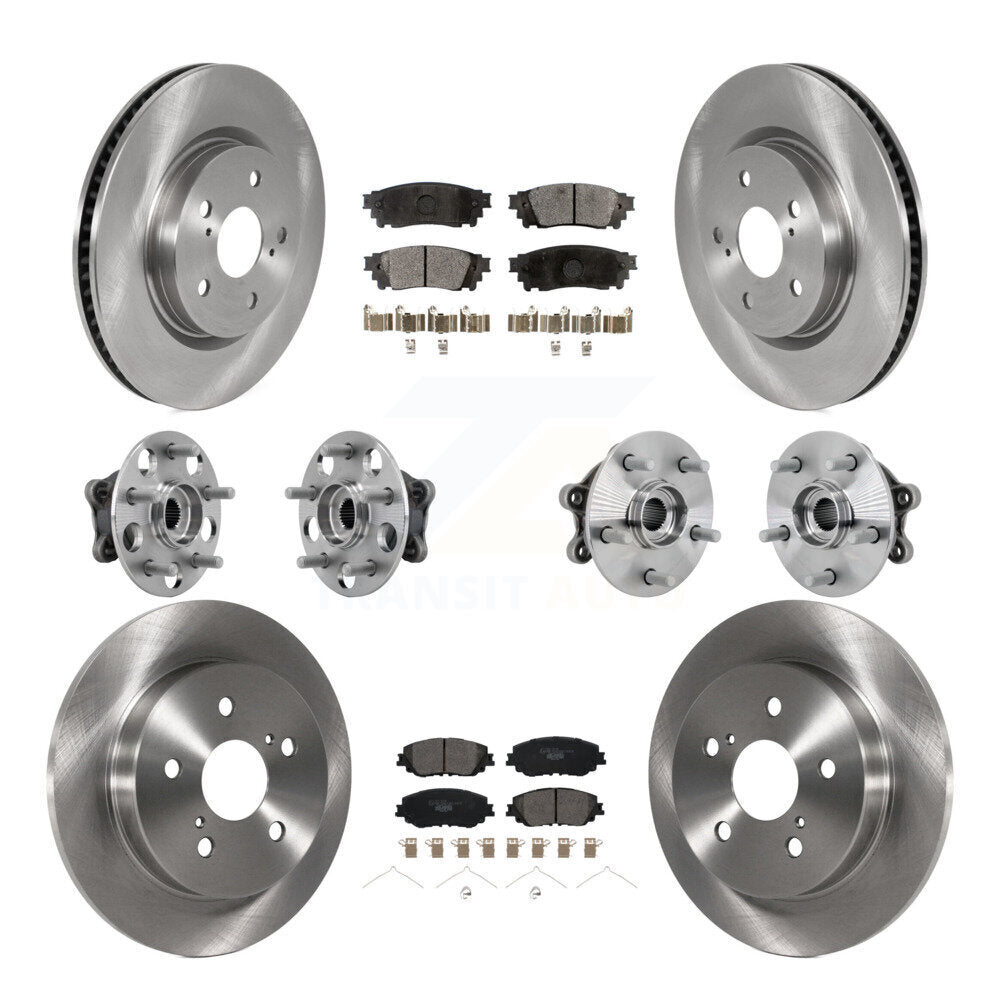 Front Rear Hub Bearings Disc Brake Rotors And Ceramic Pads Kit (10Pc) For Toyota RAV4 KBB-132619