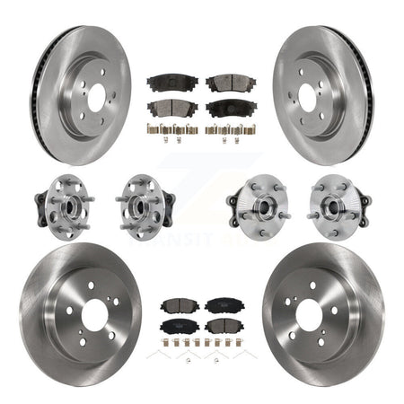 Front Rear Hub Bearings Disc Brake Rotors And Ceramic Pads Kit (10Pc) For Toyota RAV4 KBB-132619