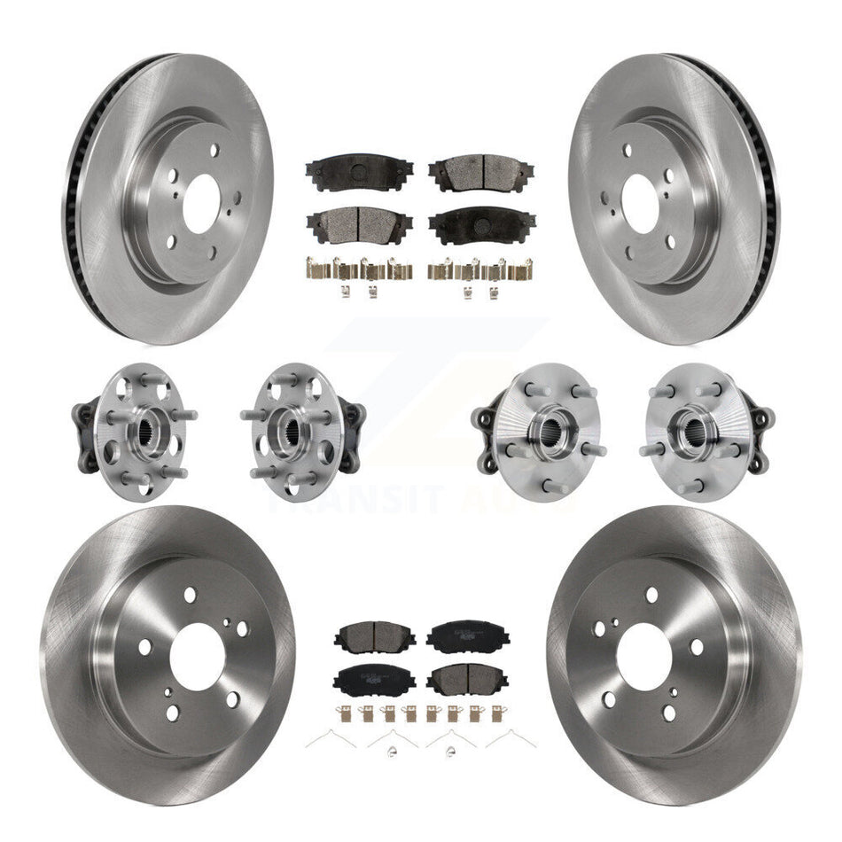 Front Rear Hub Bearings Disc Brake Rotors And Ceramic Pads Kit (10Pc) For Toyota RAV4 KBB-132619