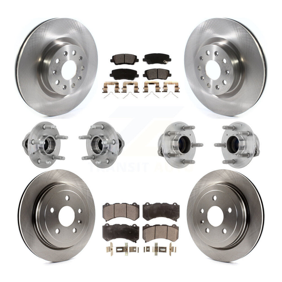 Front Rear Hub Bearings Disc Brake Rotors And Ceramic Pads Kit (10Pc) For Cadillac CTS KBB-132626