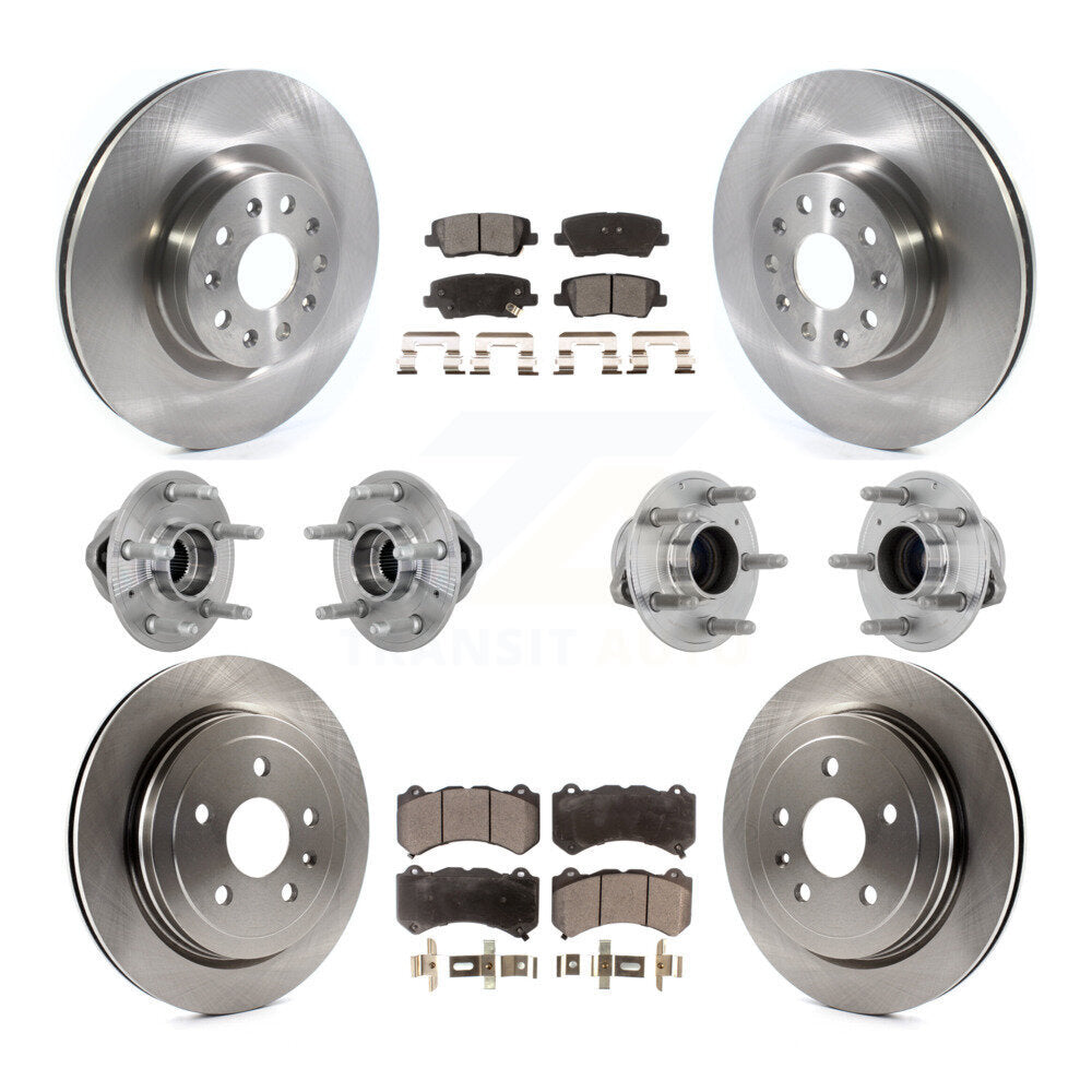 Front Rear Hub Bearings Disc Brake Rotors And Ceramic Pads Kit (10Pc) For Cadillac CTS KBB-132627