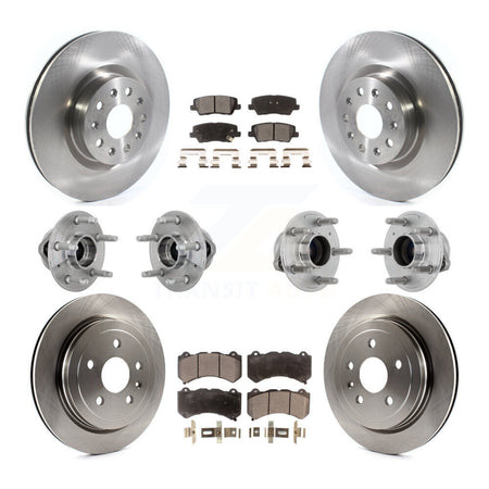Front Rear Hub Bearings Disc Brake Rotors And Ceramic Pads Kit (10Pc) For Cadillac CTS KBB-132627