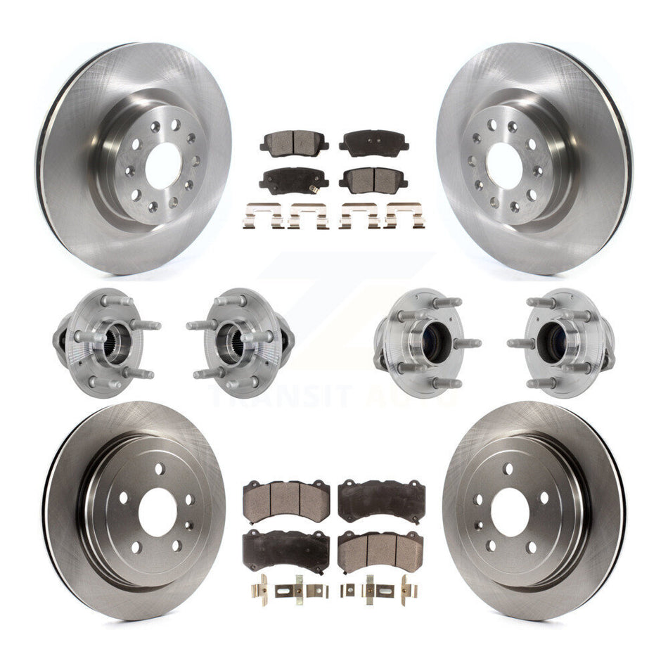 Front Rear Hub Bearings Disc Brake Rotors And Ceramic Pads Kit (10Pc) For Cadillac CTS KBB-132627
