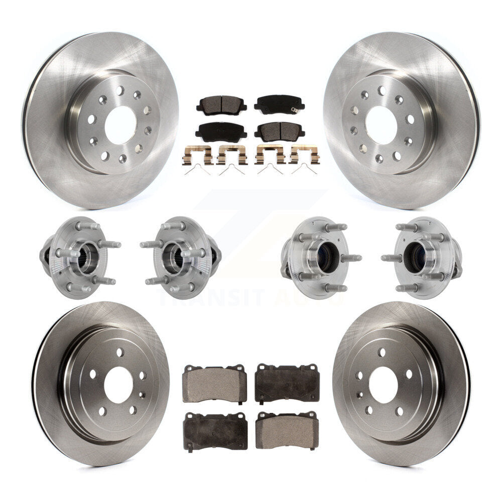 Front Rear Hub Bearings Disc Brake Rotors And Ceramic Pads Kit (10Pc) For Cadillac CTS KBB-132630