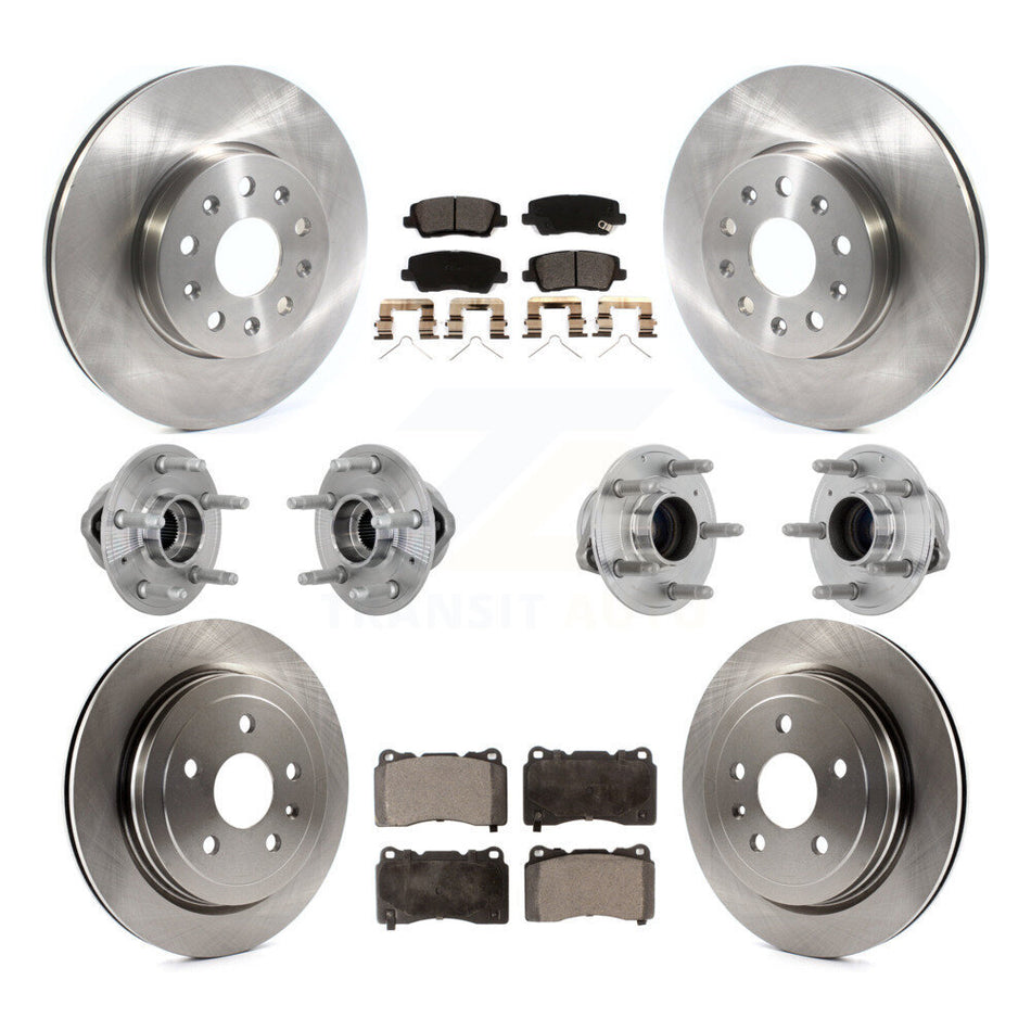 Front Rear Hub Bearings Disc Brake Rotors And Ceramic Pads Kit (10Pc) For Cadillac CTS KBB-132630