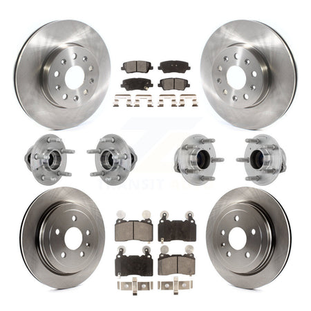 Front Rear Hub Bearings Disc Brake Rotors And Ceramic Pads Kit (10Pc) For Cadillac CTS KBB-132631
