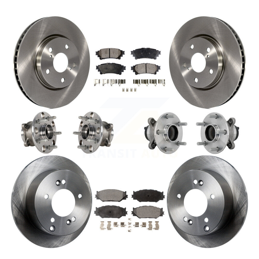 Front Rear Hub Bearing Brake Rotor Pad Kit (10Pc) For 2014-2015 Lexus IS250 Base with RWD KBB-132645