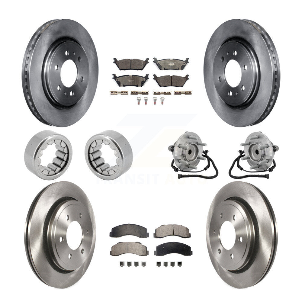 Front Rear Hub Bearing Disc Brake Rotor Pads Shoe Kit (10Pc) For 2015-2017 Ford F-150 RWD KBB-132663