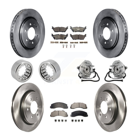 Front Rear Hub Bearing Disc Brake Rotor Pads Shoe Kit (10Pc) For 2015-2017 Ford F-150 RWD KBB-132663