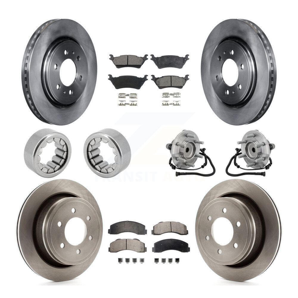 Front Rear Hub Bearing Disc Brake Rotor Pads Shoe Kit (10Pc) For 2015-2017 Ford F-150 RWD KBB-132664