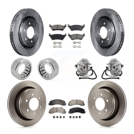 Front Rear Hub Bearing Disc Brake Rotor Pads Shoe Kit (10Pc) For 2015-2017 Ford F-150 RWD KBB-132664