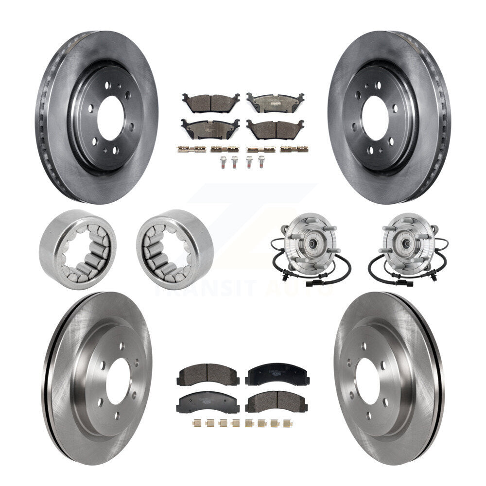Front Rear Hub Bearing Brake Rotor & Pads Shoe Kit (10Pc) For 2018-2020 Ford F-150 Raptor KBB-132667
