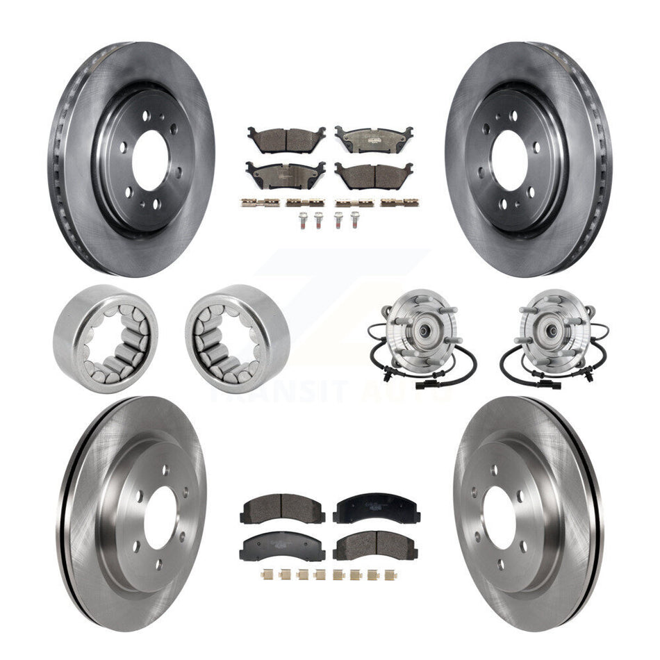 Front Rear Hub Bearing Brake Rotor & Pads Shoe Kit (10Pc) For 2018-2020 Ford F-150 Raptor KBB-132667
