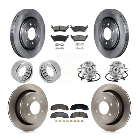Front Rear Hub Bearing Brake Rotor & Pads Shoe Kit (10Pc) For 2018-2020 Ford F-150 Raptor KBB-132668
