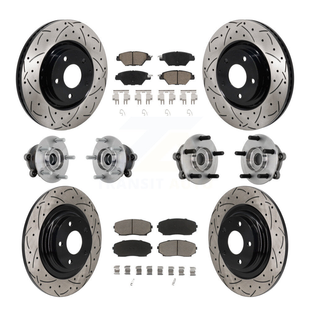 Front Rear Hub Bearing Coated Brake Rotor And Pad Kit (10Pc) For 2016-2023 Mazda CX-9 AWD KBB-132675