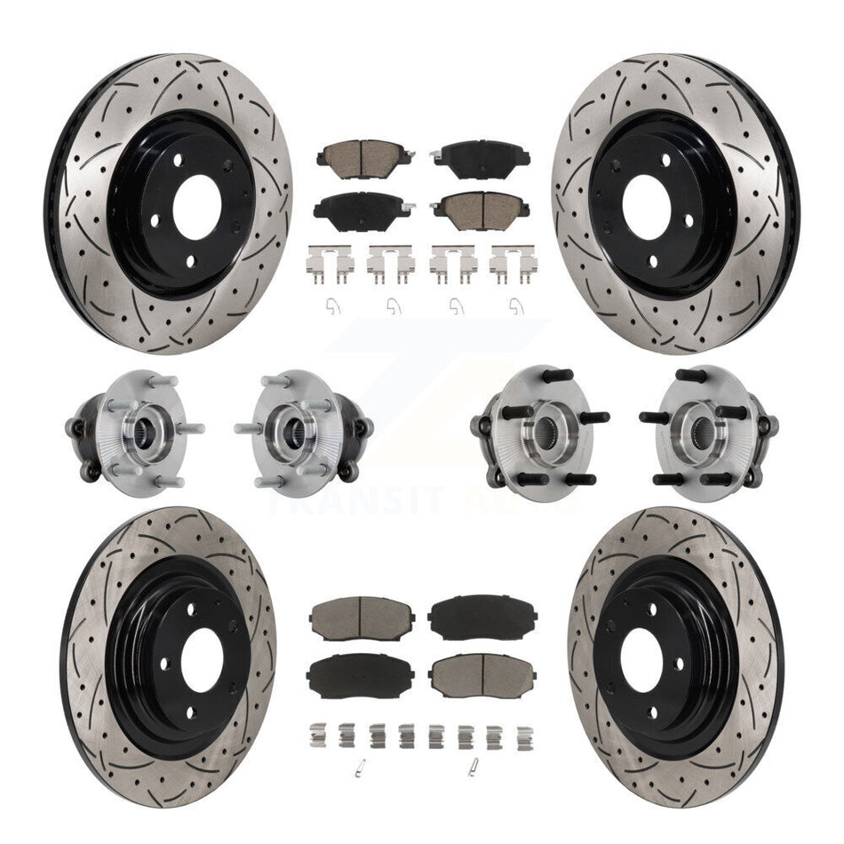 Front Rear Hub Bearing Coated Brake Rotor And Pad Kit (10Pc) For 2016-2023 Mazda CX-9 AWD KBB-132675