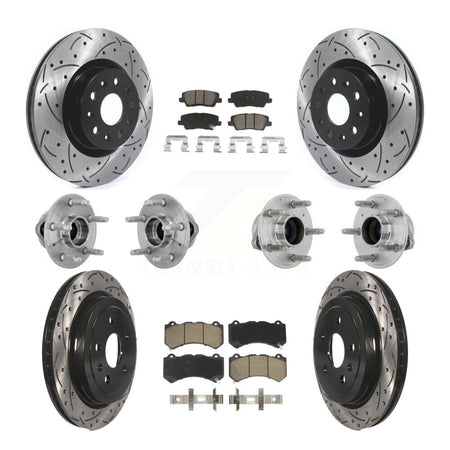 Front Rear Hub Bearings Coated Disc Brake Rotors And Pads Kit (10Pc) For Cadillac CTS KBB-132678