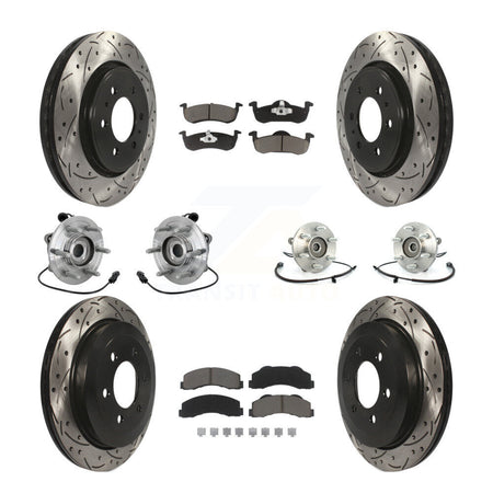 Front Rear Hub Bearing Coated Brake Rotor Pads Kit (10Pc) For Ford Expedition Lincoln 4WD KBB-132684