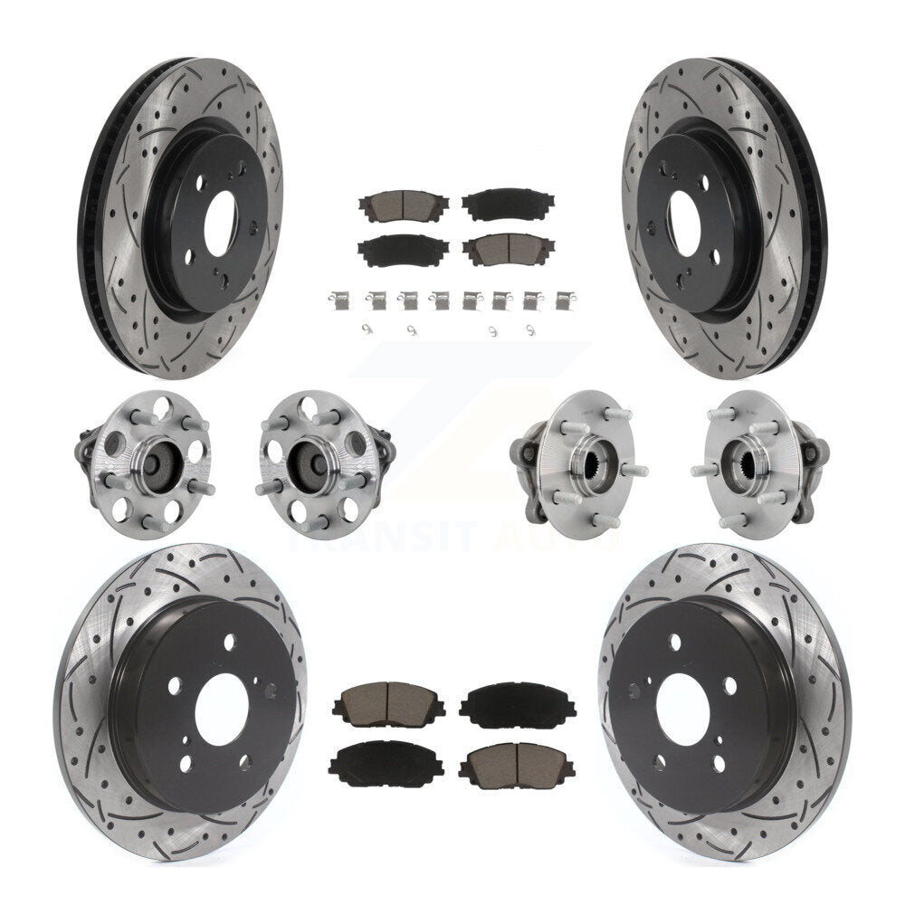 Front Rear Hub Bearing Coated Disc Brake Rotor And Ceramic Pad Kit (10Pc) For Toyota C-HR KBB-132686