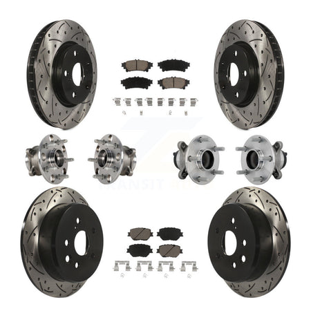 Front Rear Hub Bearing Coat Brake Rotor Pad Kit (10Pc) For 2014 Lexus IS250 Base with RWD KBB-132688