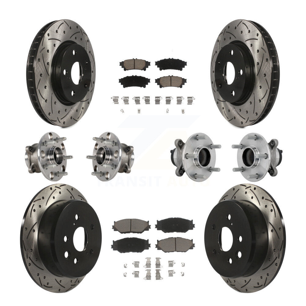 Front Rear Hub Bearing Coated Brake Rotor & Pads Kit (10Pc) For Lexus IS250 Base with RWD KBB-132689