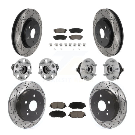 Front Rear Hub Bearing Coated Disc Brake Rotor And Ceramic Pad Kit (10Pc) For Toyota RAV4 KBB-132690