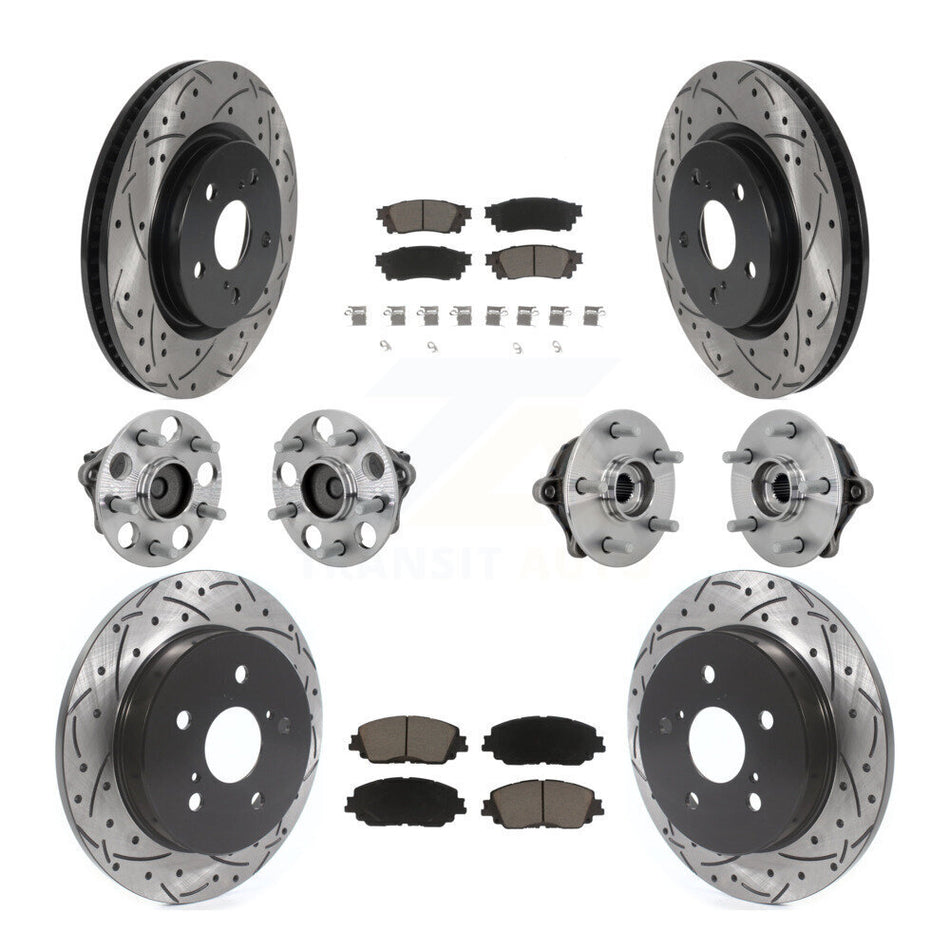 Front Rear Hub Bearing Coated Disc Brake Rotor And Ceramic Pad Kit (10Pc) For Toyota RAV4 KBB-132690