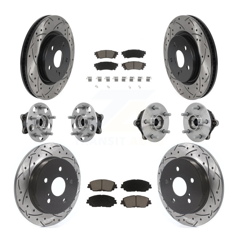 Front Rear Hub Bearing Coated Disc Brake Rotors And Pads Kit (10Pc) For Toyota RAV4 Venza KBB-132691