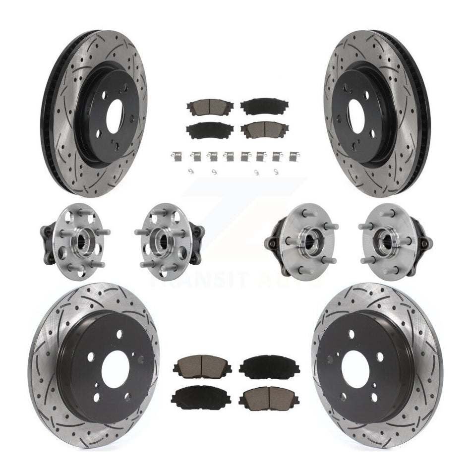 Front Rear Hub Bearing Coated Disc Brake Rotors And Pads Kit (10Pc) For Toyota RAV4 Venza KBB-132691