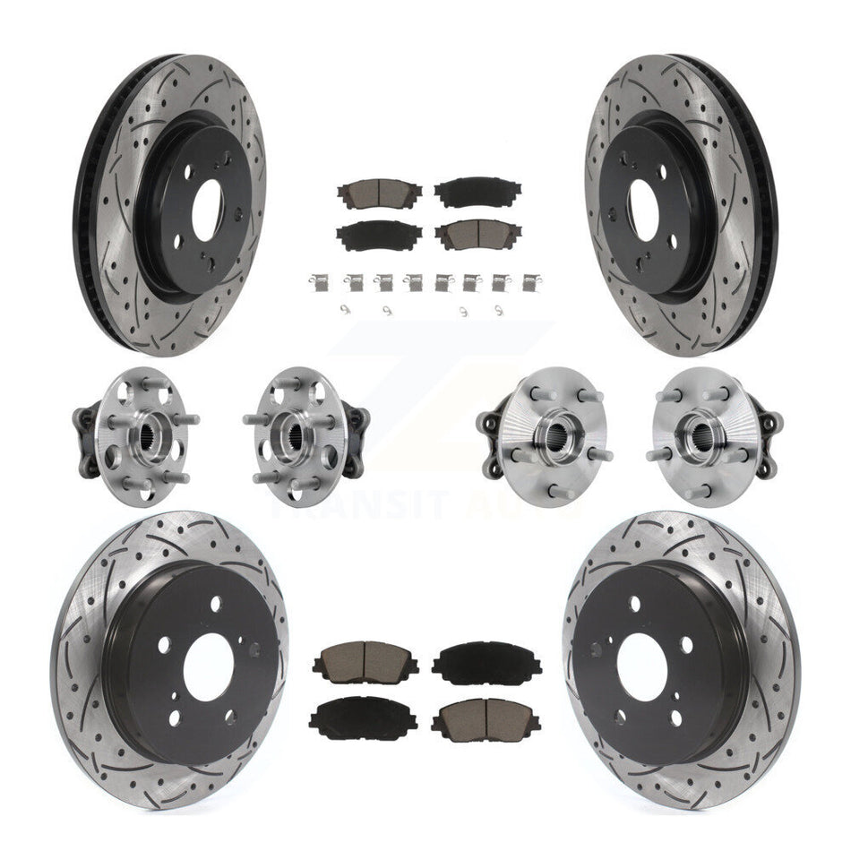 Front Rear Hub Bearing Coated Disc Brake Rotor And Ceramic Pad Kit (10Pc) For Toyota RAV4 KBB-132692